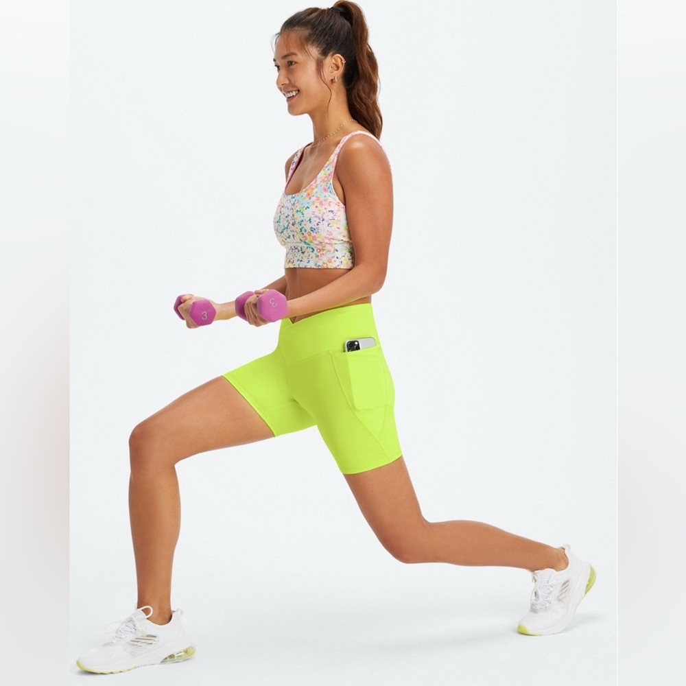 Fabletics Oasis High-Waisted PureLuxe Crossover Women's Neon Shorts